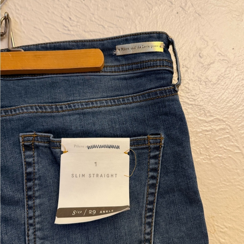 Anthropologie Blue Jeans with Colorful Floral Accents - Picture 7 of 9